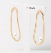 earring stud with pearl , stainless steel earring drop with