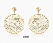 stainless steel earring stud with leaf drop, leaf drop fashi