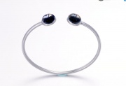 stainless steel gemstone twist bangle,