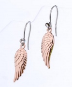 angel wing earing hook , stainless steel wing earring ,rose