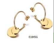 gold earring , fashion hoop earring with dangles, stainless