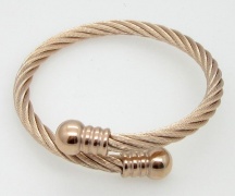 fashion rose gold wire twist bangle ,stainlesss steel wire b