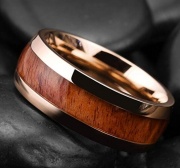 Titanium Ring Koa Wood, Wedding Band for Men Women