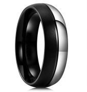 Titanium Wedding Ring Matte Finish Black & Silver High Polis