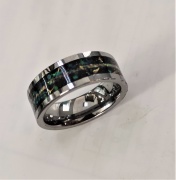 Tungsten Carbide Wedding Ring  with shell Sticker Inlay