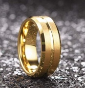 Tungsten Ring Brushed  and polished Wedding band,gold ring
