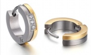titanium hoop earring with cz stones setting ,titanium jewel