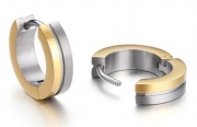titanium hoop earring two tones with cz stones setting ,tita