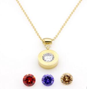 cz pendant, gold necklace