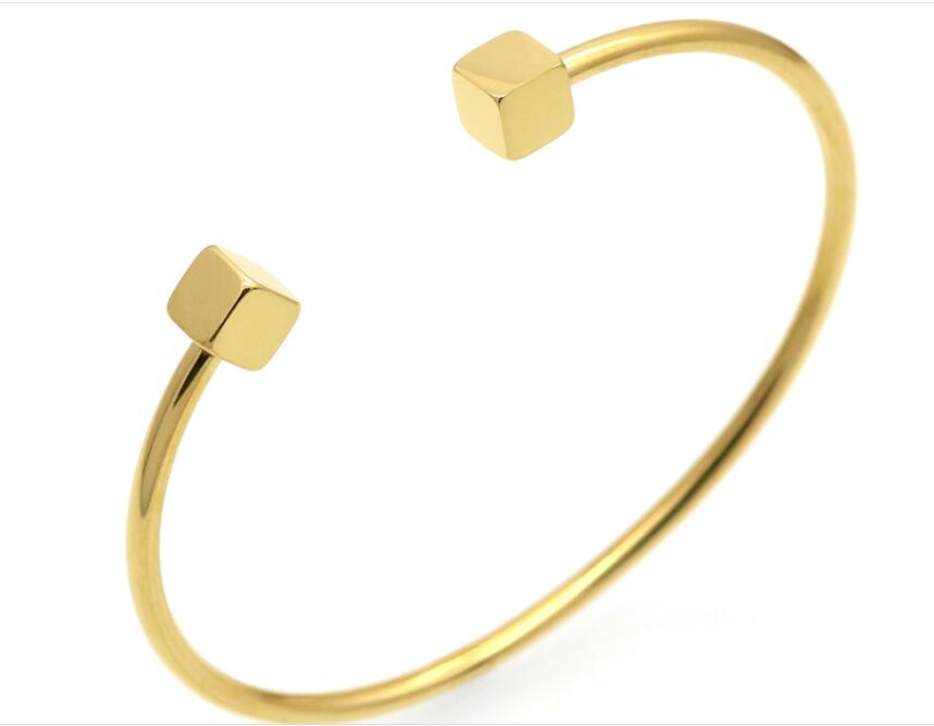 stainless steel squre ball adjust gold bangle